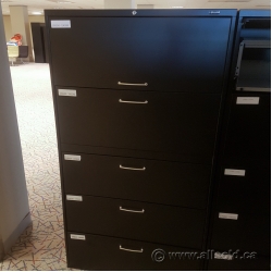 Global Black 5 Drawer Lateral File Cabinet With Chrome Handles